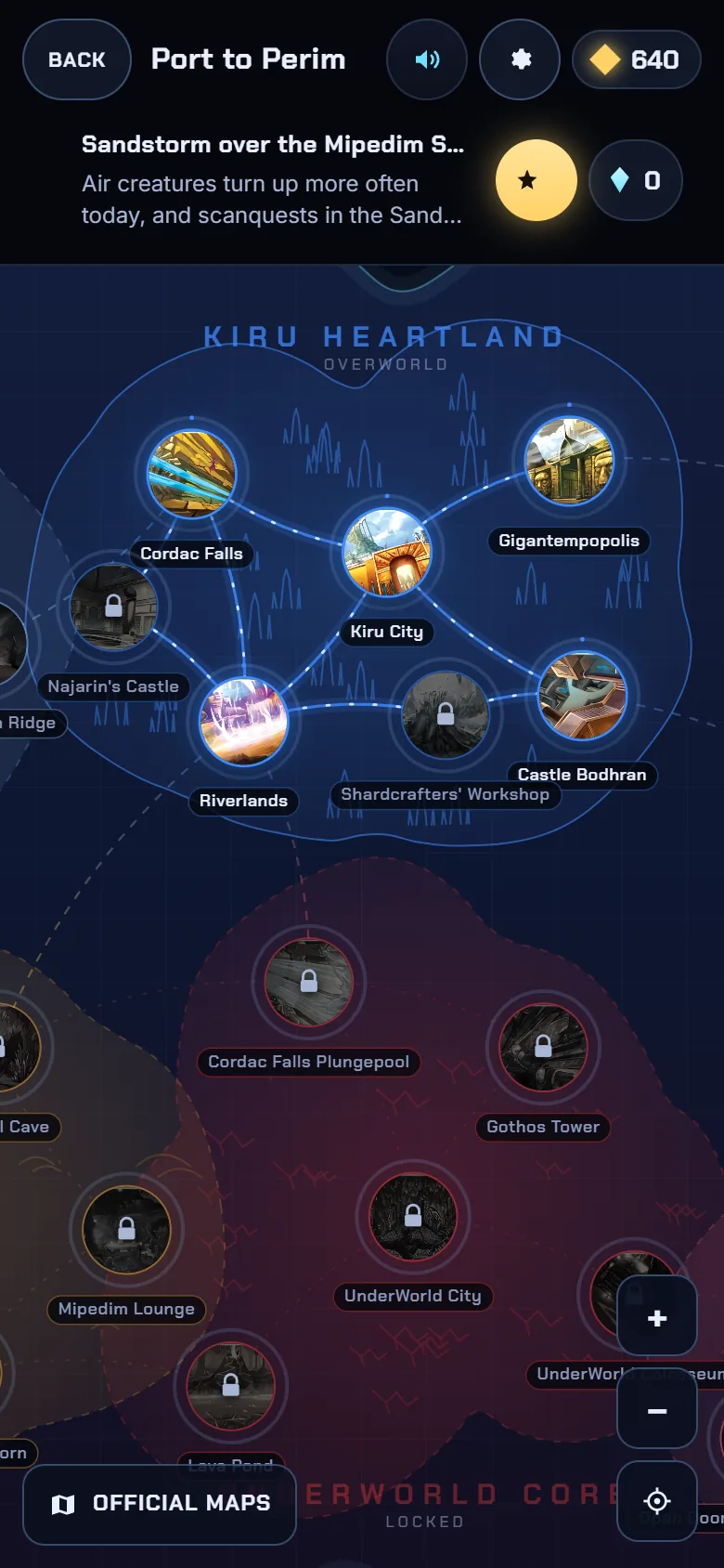 The Port to Perim map on a phone screen